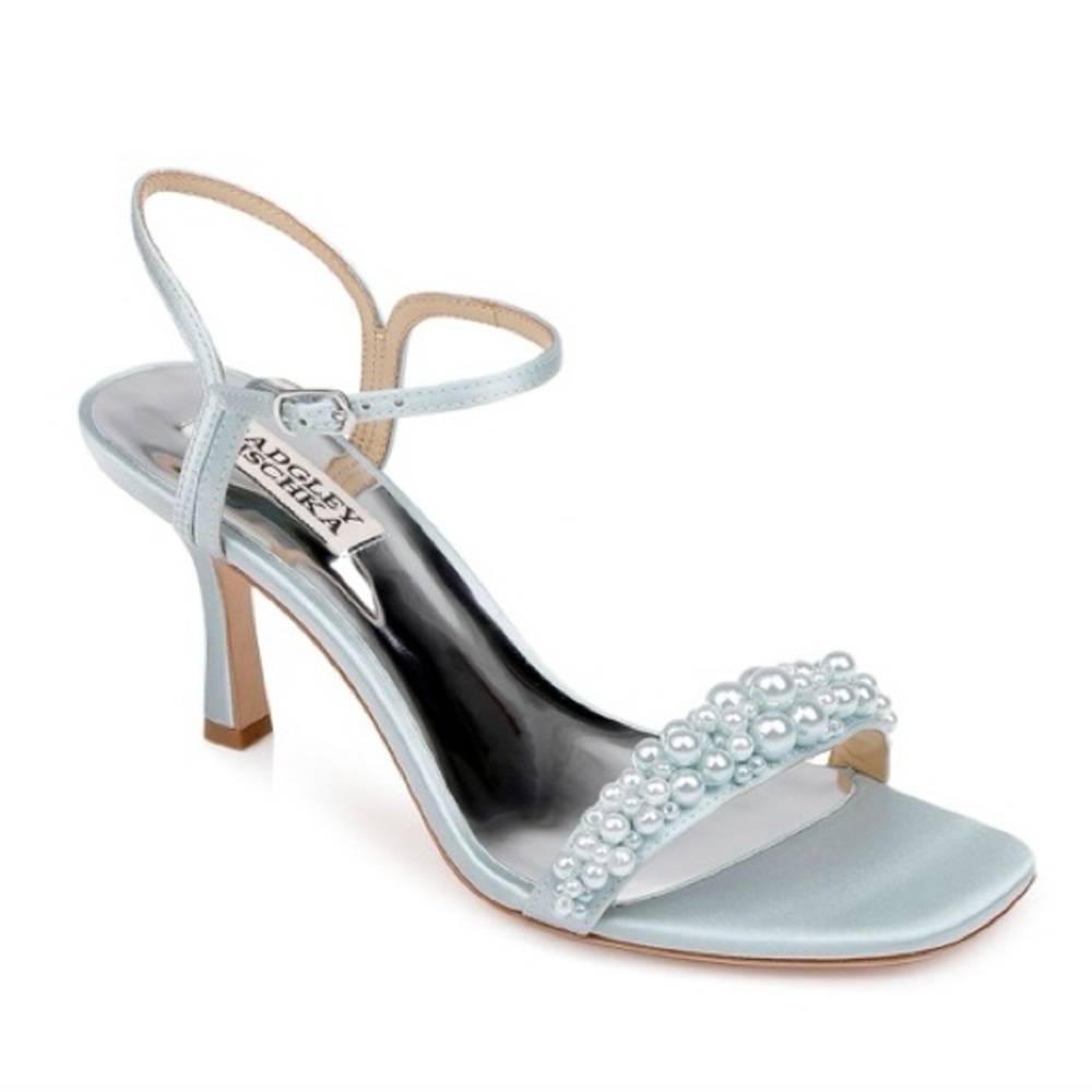 Badgley Mischka Caitlyn #elegant square toe sandals with pearl detail
